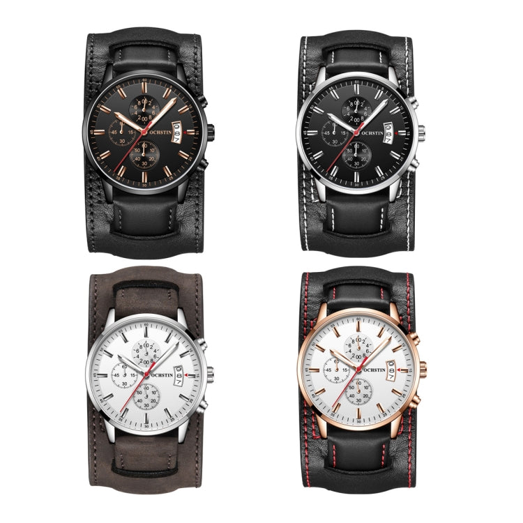 Ochstin 7266 Multifunctional Leather Wrist Wrist Waterproof Luminous Quartz Watch