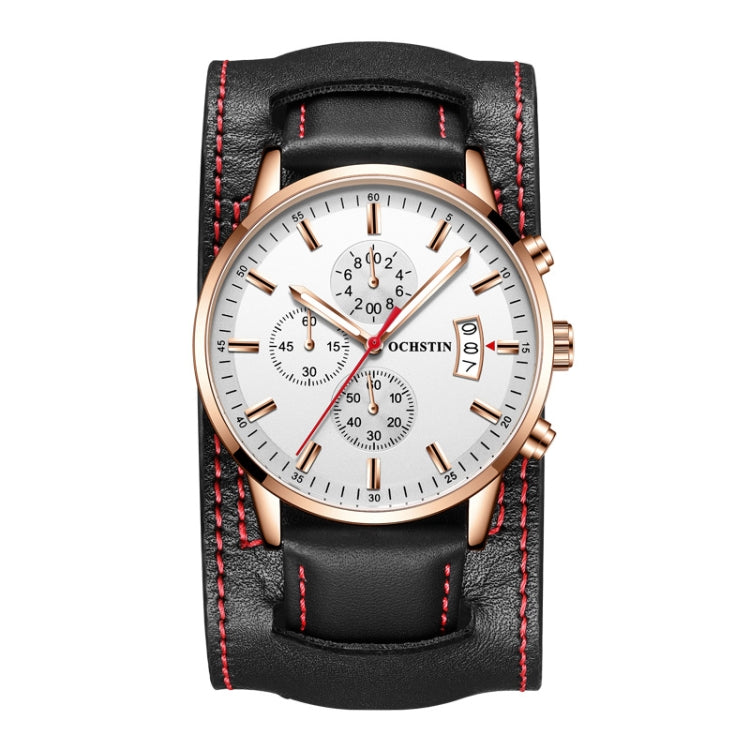 Ochstin 7266 Multifunctional Leather Wrist Wrist Waterproof Luminous Quartz Watch