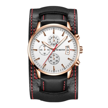 Ochstin 7266 Multifunctional Leather Wrist Wrist Waterproof Luminous Quartz Watch