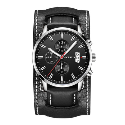 Ochstin 7266 Multifunctional Leather Wrist Wrist Waterproof Luminous Quartz Watch