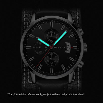 Ochstin 7266 Multifunctional Leather Wrist Wrist Waterproof Luminous Quartz Watch