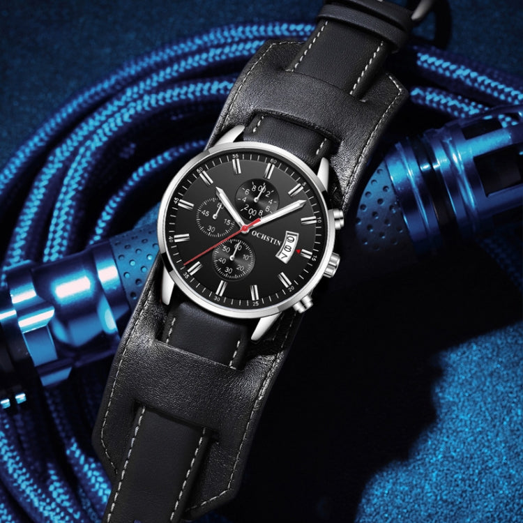 Ochstin 7266 Multifunctional Leather Wrist Wrist Waterproof Luminous Quartz Watch