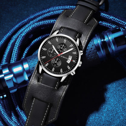 Ochstin 7266 Multifunctional Leather Wrist Wrist Waterproof Luminous Quartz Watch
