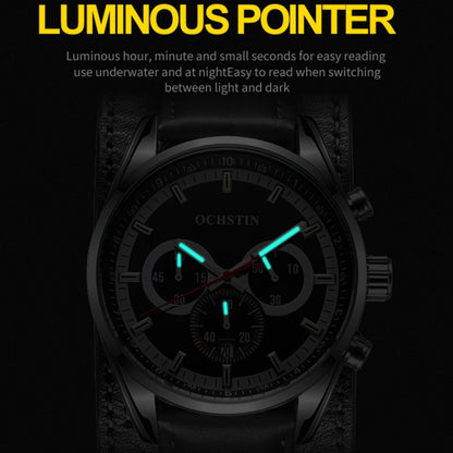Ochstin 7229 Multifunctional Business Leather Wrist Wrist Waterproof Luminous Quartz Watch