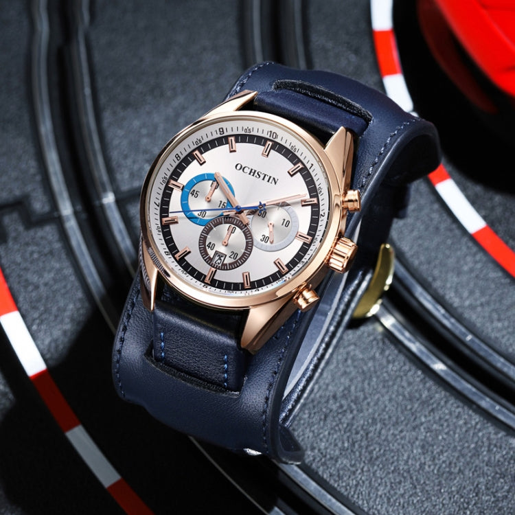 Ochstin 7229 Multifunctional Business Leather Wrist Wrist Waterproof Luminous Quartz Watch