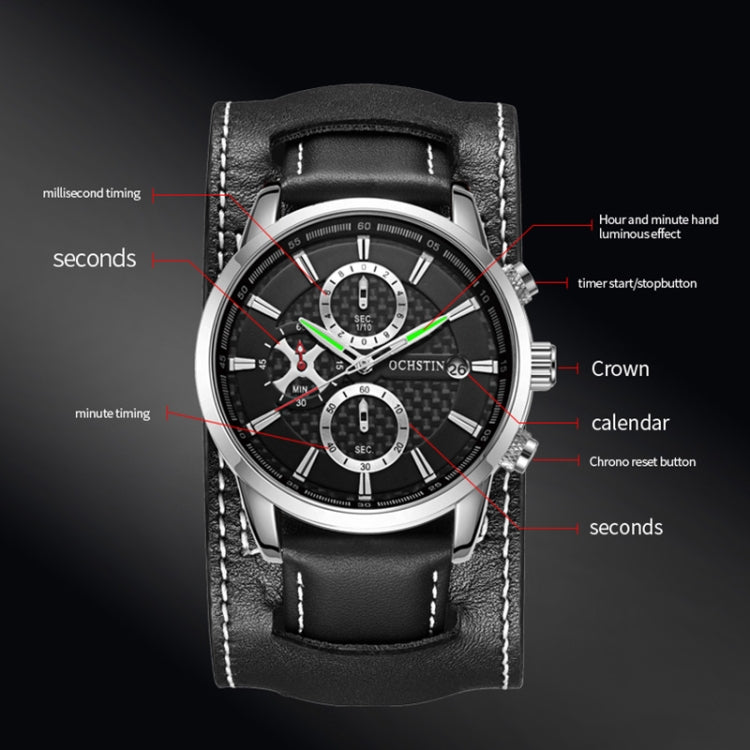 Ochstin 7231 Multifunctional Business Leather Wrist Wrist Waterproof Quartz Watch