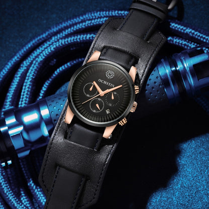 Ochstin 7232 Multifunctional Business Leather Wrist Wrist Waterproof Quartz Watch