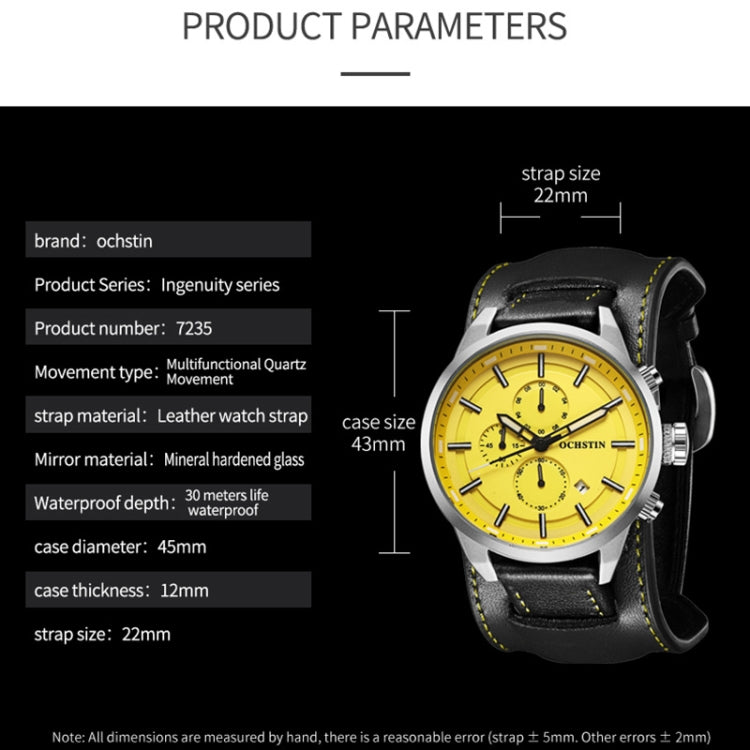 Ochstin 7235 Multifunctional Business Leather Wrist Wrist Waterproof Quartz Watch