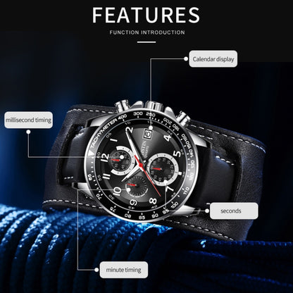 Ochstin 7233 Multifunctional Business Leather Wrist Wrist Waterproof Quartz Watch