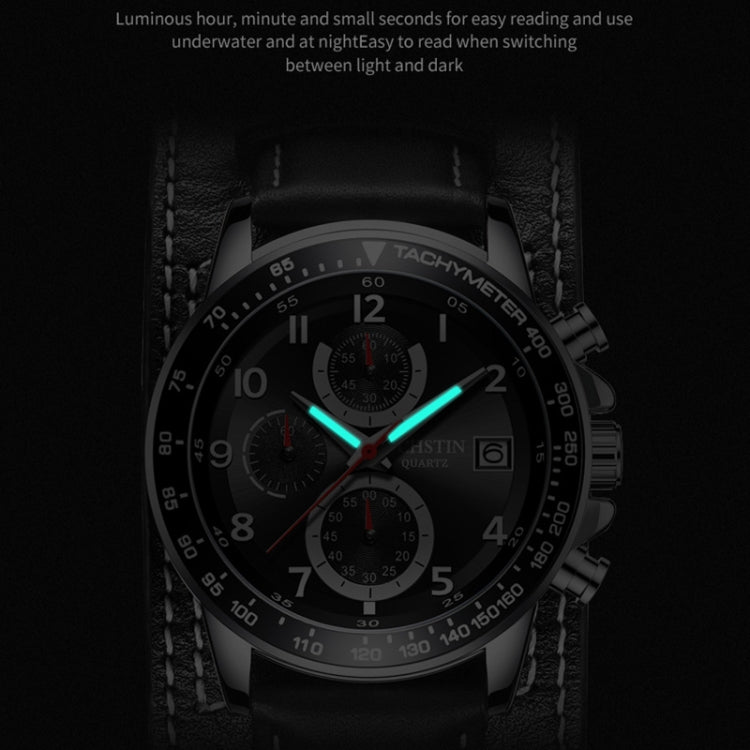 Ochstin 7233 Multifunctional Business Leather Wrist Wrist Waterproof Quartz Watch