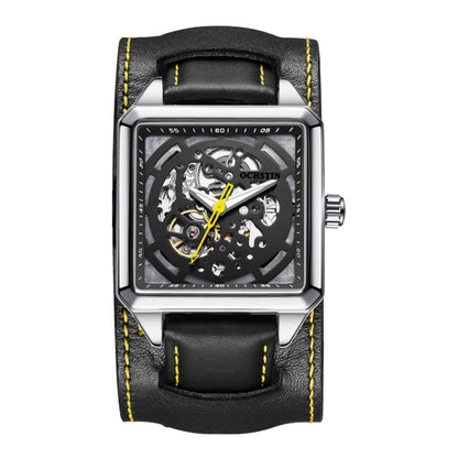 Ochstin 7237 Business Leather Wrist Wrist Waterproof Luminous Skeleton Mechanical Watch