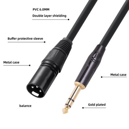 TC145BK19 6.35mm 1/4 inch TRS Male to XLR 3pin Male Audio Cable, 1m, 1.8m, 3m, 5m, 10m
