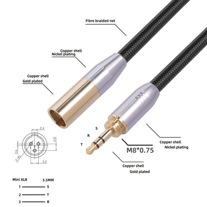 SB423M120-03 3.5mm Male to Mini XLR 3pin Male Audio Cable, Length: 30cm, 3.5mm to Mini XLR