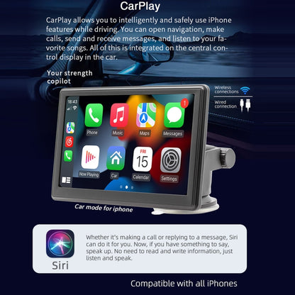 7 inch Wireless CarPlay Radio Multimedia Player 1080P IPS Touch Screen MP5 Radios Bluetooth Monitor, B500W