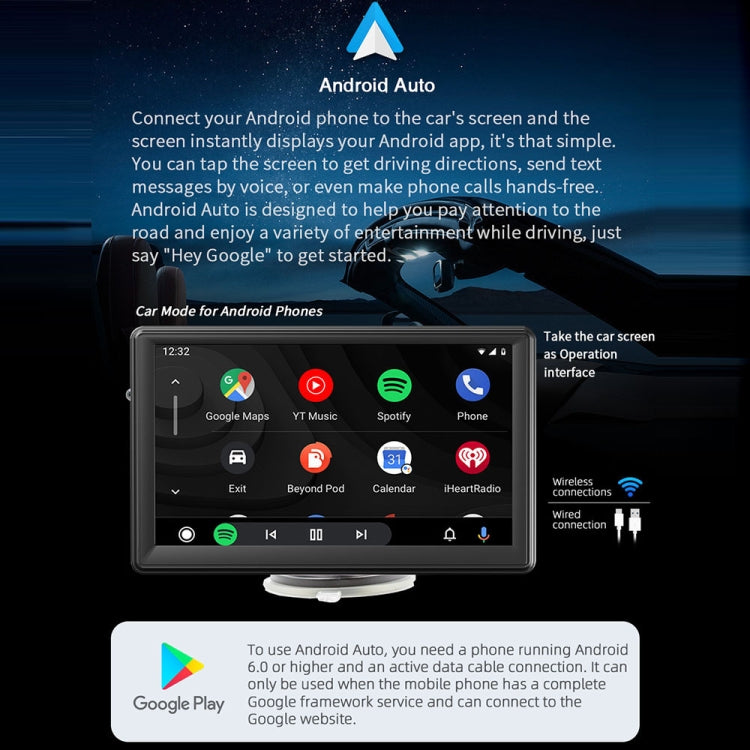 7 inch Wireless CarPlay Radio Multimedia Player 1080P IPS Touch Screen MP5 Radios Bluetooth Monitor, B500W
