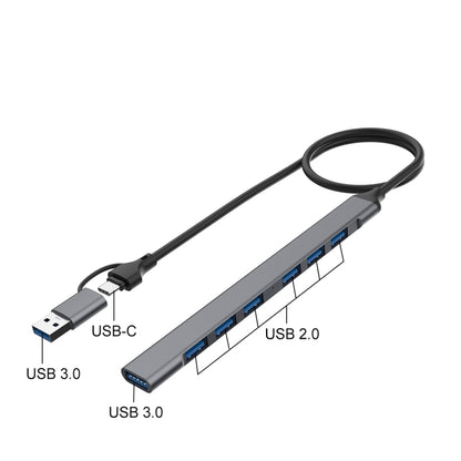 Onten OT-UCA9702 2 in 1 7-port Portable Multifunctional HUB Docking Station, UCA9702