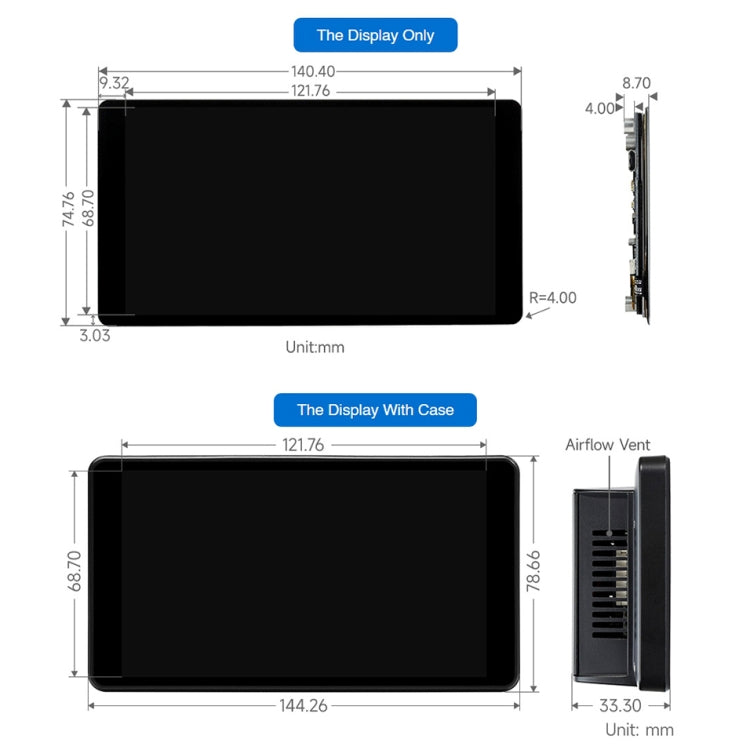 Waveshare Raspberry Pi 5.5 inch 2K Capacitive Touch LCD Display, 5.5 inch 2K