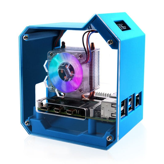 Waveshare Desktop Computer Fan LED Light Mini Tower Set, For Raspberry Pi 4B