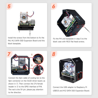 Waveshare Mini Tower NAS Kit for Raspberry Pi 4B Support Up to 2TB M.2 SATA SSD