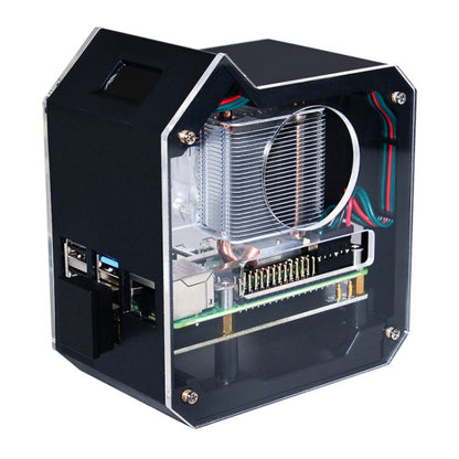 Waveshare Mini Tower NAS Kit for Raspberry Pi 4B Support Up to 2TB M.2 SATA SSD