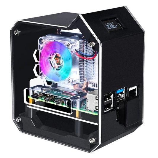 Waveshare Mini Tower NAS Kit for Raspberry Pi 4B Support Up to 2TB M.2 SATA SSD