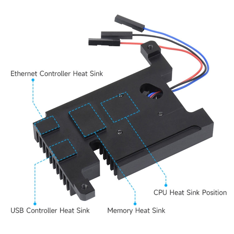 Waveshare Dedicated All-In-One Aluminum Alloy Cooling Fan, For Raspberry Pi 4B