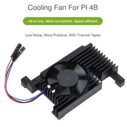 Waveshare Dedicated All-In-One Aluminum Alloy Cooling Fan, For Raspberry Pi 4B