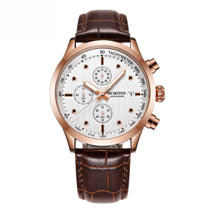 Ochstin 6042B Multifunctional Business Leather Waterproof Luminous Quartz Men Watch