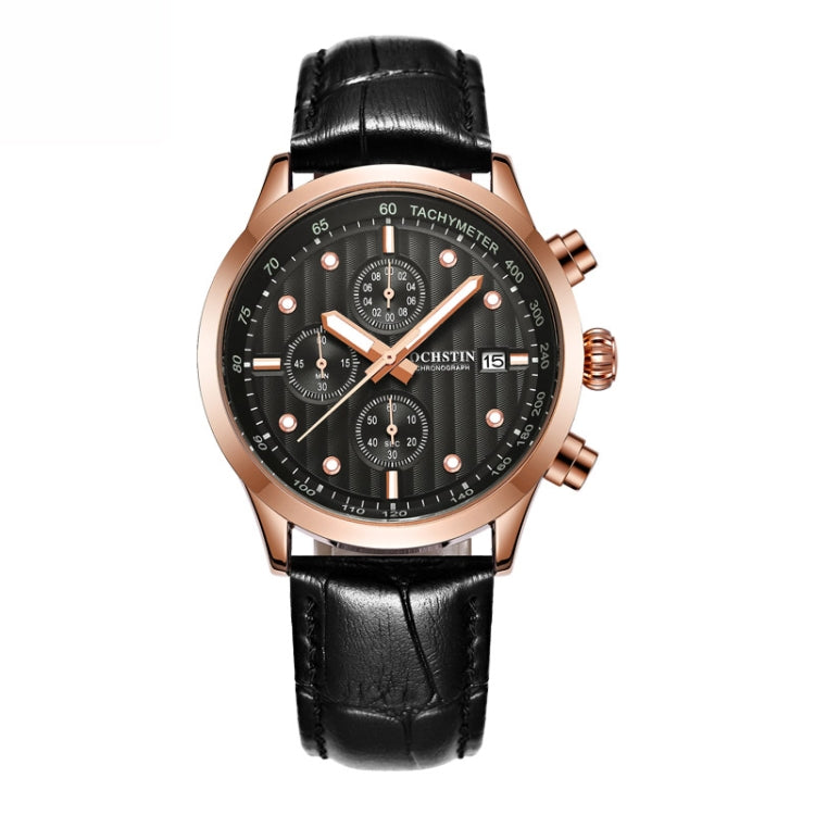 Ochstin 6042B Multifunctional Business Leather Waterproof Luminous Quartz Men Watch