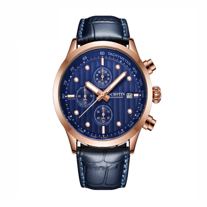 Ochstin 6042B Multifunctional Business Leather Waterproof Luminous Quartz Men Watch