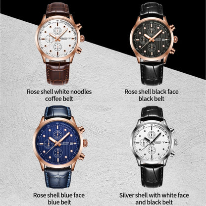 Ochstin 6042B Multifunctional Business Leather Waterproof Luminous Quartz Men Watch