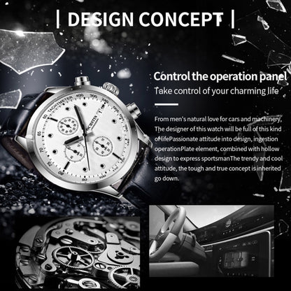 Ochstin 6042B Multifunctional Business Leather Waterproof Luminous Quartz Men Watch