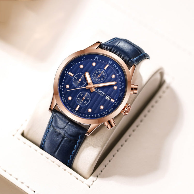 Ochstin 6042B Multifunctional Business Leather Waterproof Luminous Quartz Men Watch