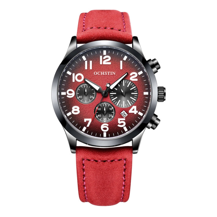 Ochstin 6042C Fashion Leather Waterproof Luminous Quartz Men Watch