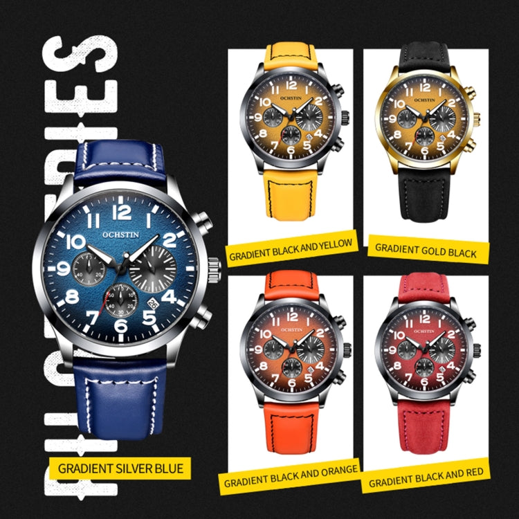 Ochstin 6042C Fashion Leather Waterproof Luminous Quartz Men Watch