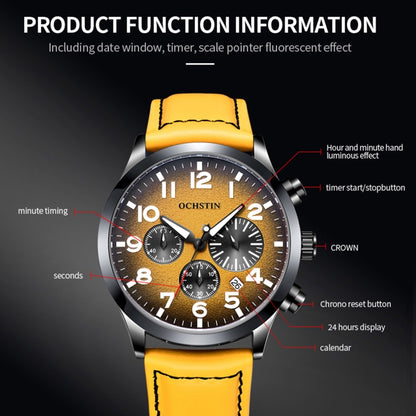 Ochstin 6042C Fashion Leather Waterproof Luminous Quartz Men Watch
