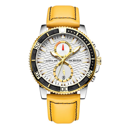 Ochstin 6045A Multifunctional Quartz Luminous Genuine Leather Men Watch