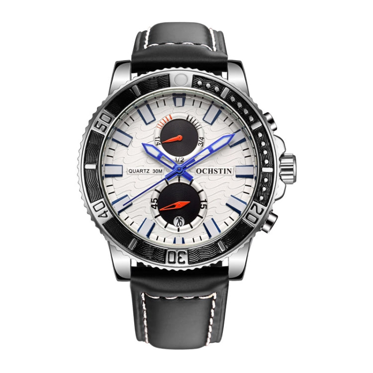 Ochstin 6045A Multifunctional Quartz Luminous Genuine Leather Men Watch
