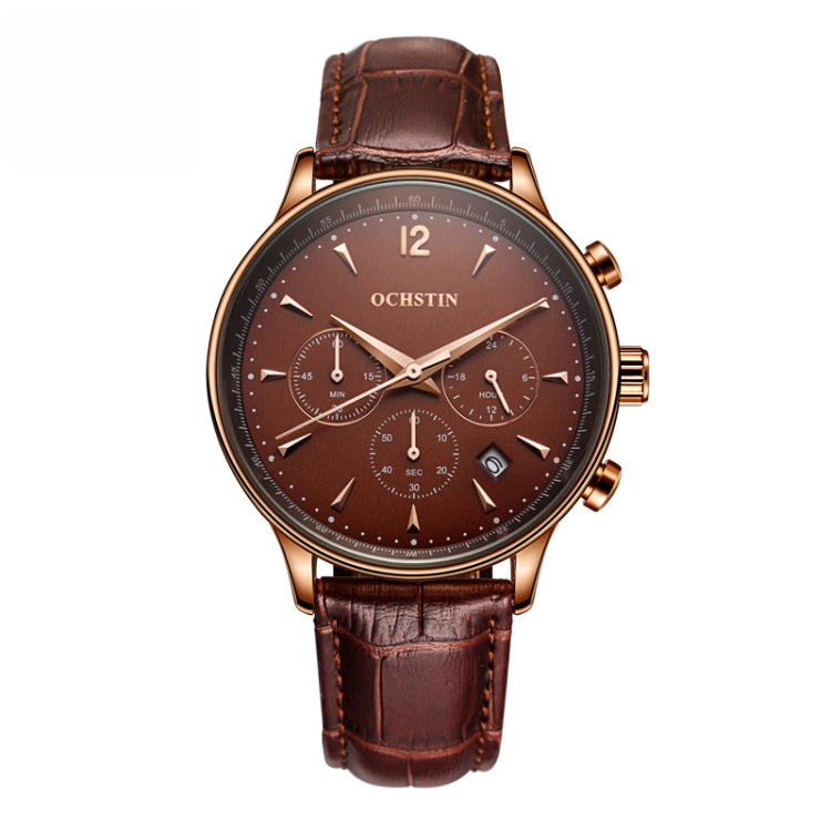 Ochstin 6050A Multifunctional Quartz Men Leather Watch