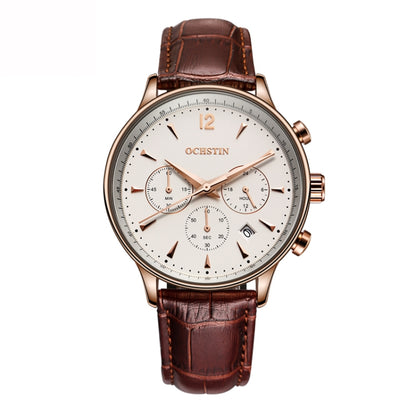 Ochstin 6050A Multifunctional Quartz Men Leather Watch