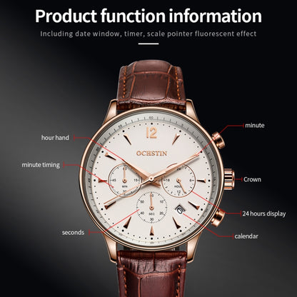 Ochstin 6050A Multifunctional Quartz Men Leather Watch