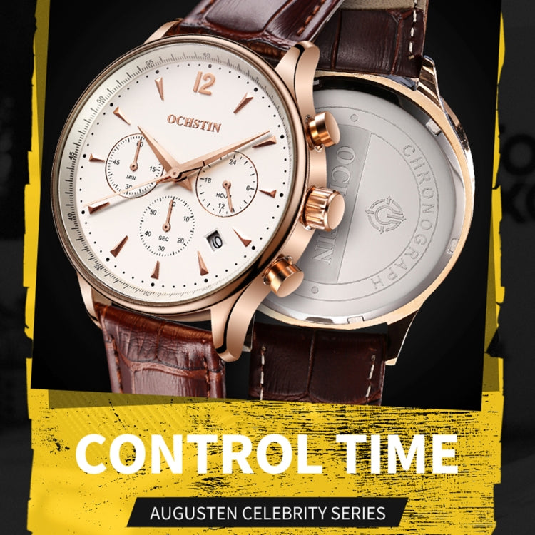 Ochstin 6050A Multifunctional Quartz Men Leather Watch