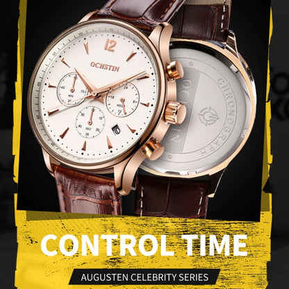 Ochstin 6050A Multifunctional Quartz Men Leather Watch