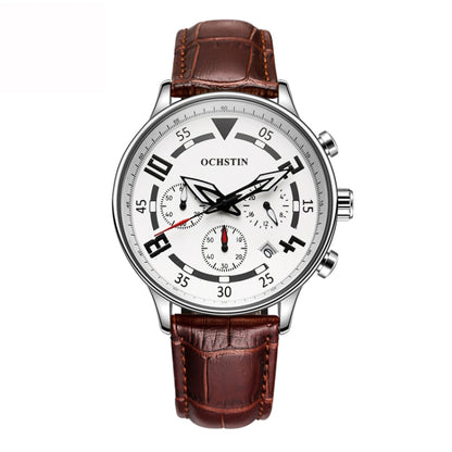 Multifunctional Quartz Men Leather Watch, Ochstin 6050B
