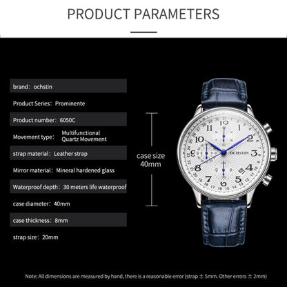 Multifunctional Quartz Men Leather Watch, Ochstin 6050C