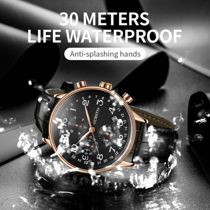 Multifunctional Quartz Men Leather Watch, Ochstin 6050C