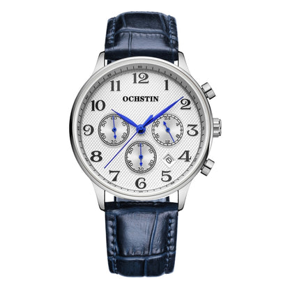 Multifunctional Quartz Men Leather Watch, Ochstin 6050E