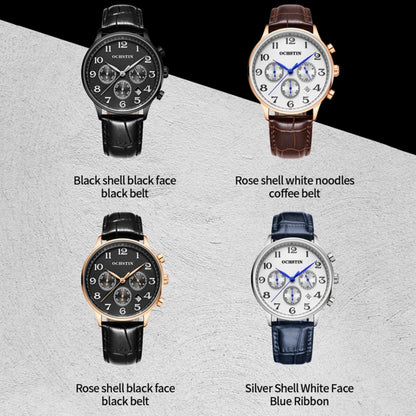 Multifunctional Quartz Men Leather Watch, Ochstin 6050E