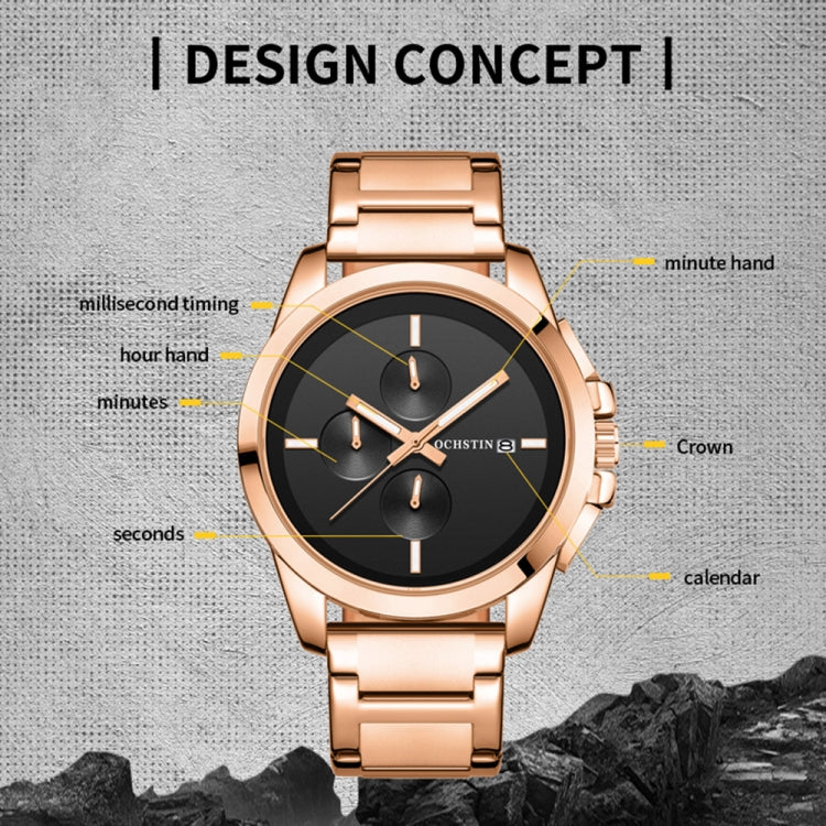Pilot Series Multifunctional Quartz Steel Band Men Watch, OCHSTIN 6059C