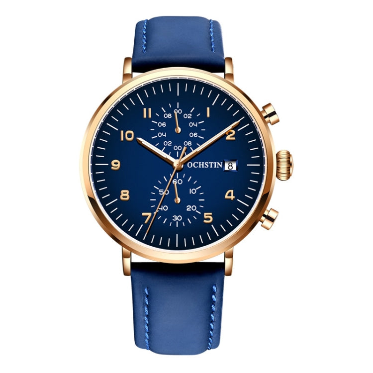 Multifunctional Quartz Waterproof Men Leather Watch, OCHSTIN 6076C